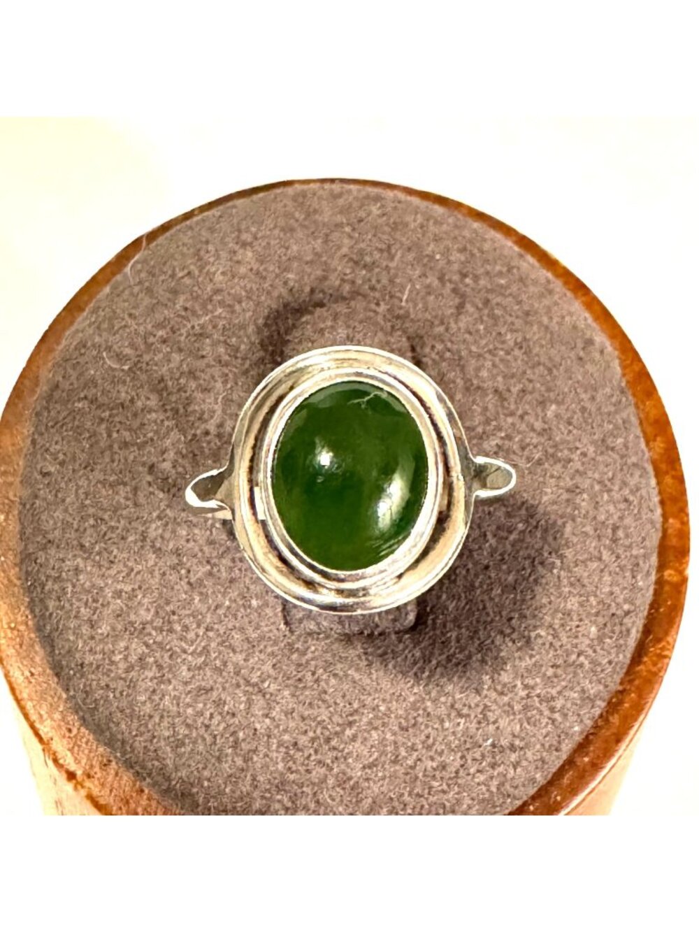 Solid Sterling Silver 925 Green Onyx Cabochon Statement Ring Size 5.75